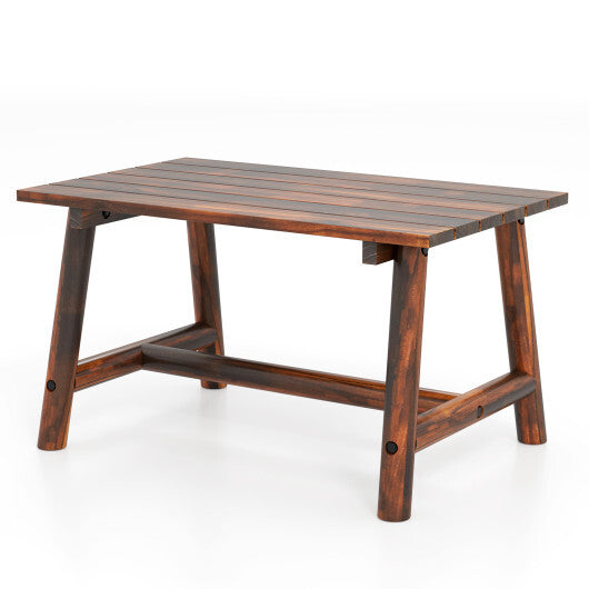 Solid Wood Patio Table with Slatted Tabletop for Garden Lawn Porch Balcony Poolside Living Room-Brown LuxuryLifeWay Online Store