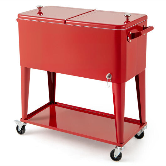 Portable Patio Cooler with Bottom Storage Shelf and Bottle Opener-Red LuxuryLifeWay Online Store
