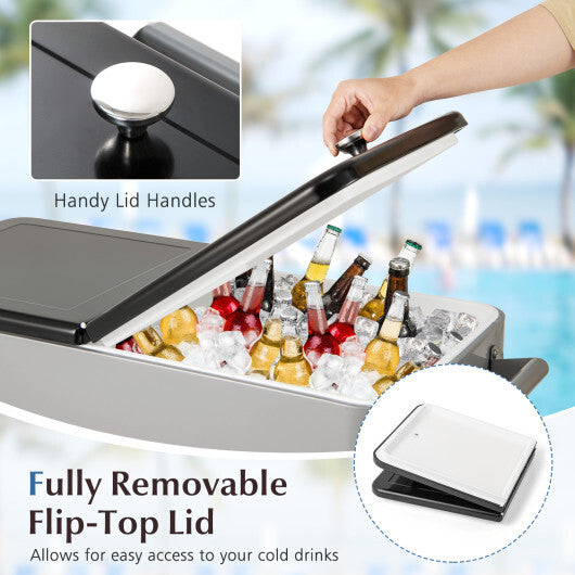 Portable Patio Cooler with Bottom Storage Shelf and Bottle Opener-Red LuxuryLifeWay Online Store