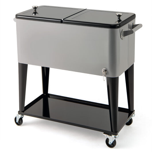 Portable Patio Cooler with Bottom Storage Shelf and Bottle Opener-Red LuxuryLifeWay Online Store