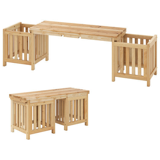 Patio Wooden Bench with Planter 2 Person Patio Bench-Natural LuxuryLifeWay Online Store