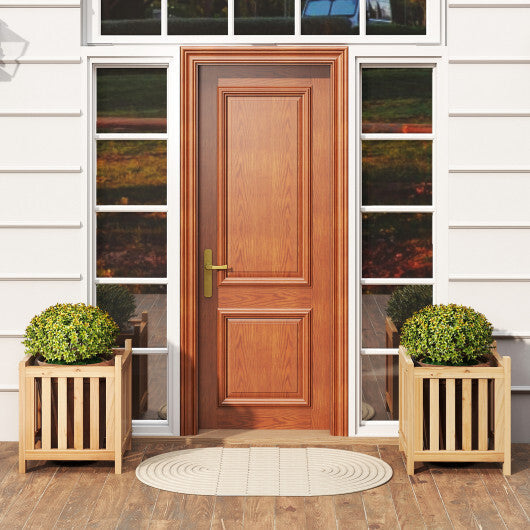 Patio Wooden Bench with Planter 2 Person Patio Bench-Natural LuxuryLifeWay Online Store