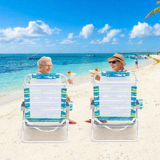 2 Pack Folding Beach Chair with Adjustable Positions and Head Pillow-Green LuxuryLifeWay Online Store
