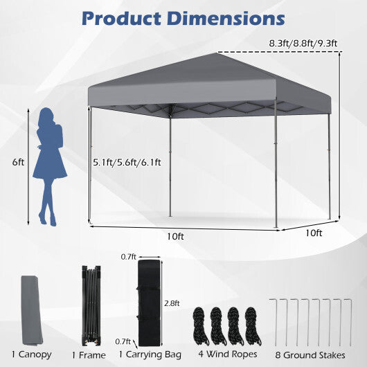 10 X 10 Feet Pop up Canopy Tent with Portable Carrying Bag and 8 Stakes-Blue LuxuryLifeWay Online Store