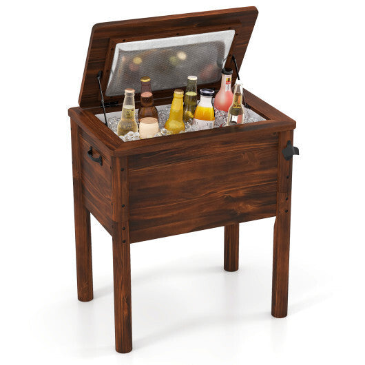 Wooden Patio Cooler with 3 Handles and Bottle Opener-Brown LuxuryLifeWay Online Store