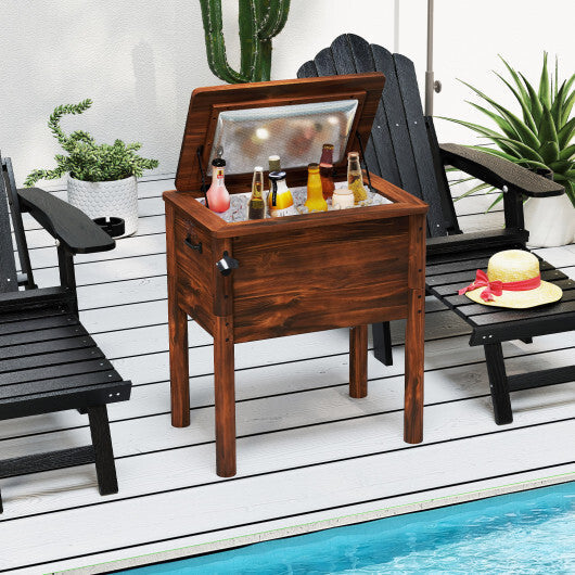 Wooden Patio Cooler with 3 Handles and Bottle Opener-Brown LuxuryLifeWay Online Store