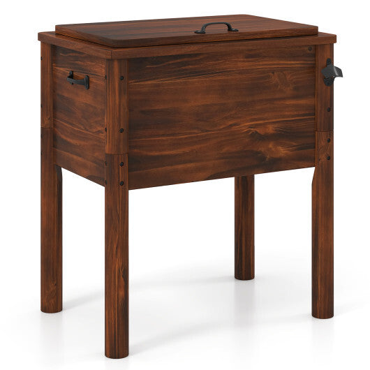 Wooden Patio Cooler with 3 Handles and Bottle Opener-Brown LuxuryLifeWay Online Store