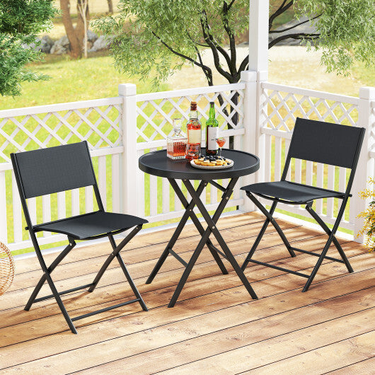 3 Piece Outdoor Folding Patio Bistro Set with Tempered Glass Coffee Table and 2 Patio Chairs LuxuryLifeWay Online Store