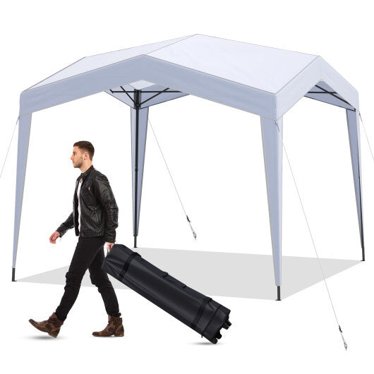 Pop up Canopy Tent with Portable Wheeled Bag 8 Stakes 4 Wind Ropes-White LuxuryLifeWay Online Store
