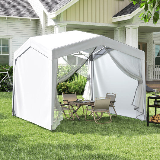 Pop up Canopy Tent wiht 4 Sidewalls Mesh Netting Wheeled Bag-White LuxuryLifeWay Online Store