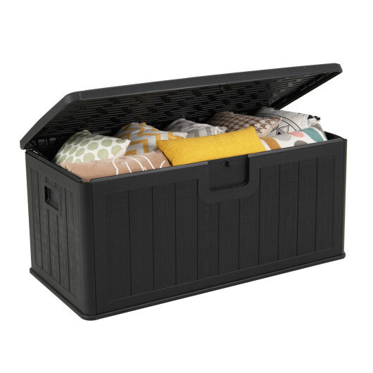 100 Gallon Large Deck Box with Lockable Lid for Patio-Black and Brown LuxuryLifeWay Online Store