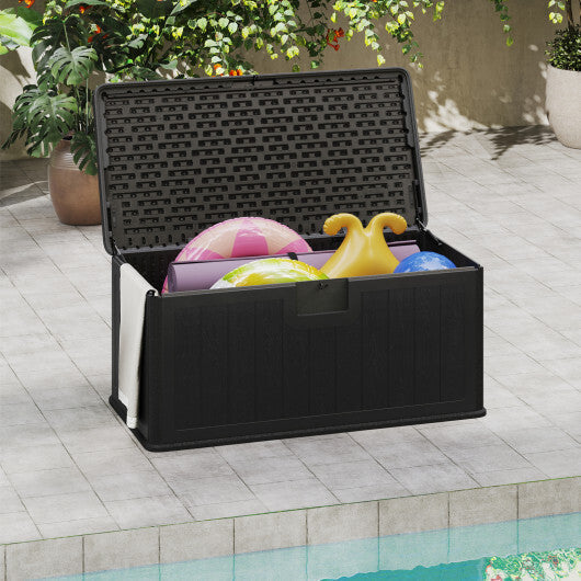 100 Gallon Large Deck Box with Lockable Lid for Patio-Black and Brown LuxuryLifeWay Online Store