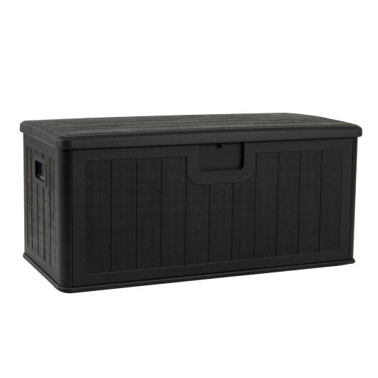 100 Gallon Large Deck Box with Lockable Lid for Patio-Black and Brown LuxuryLifeWay Online Store