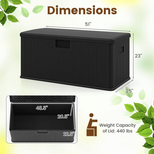 100 Gallon Large Deck Box with Lockable Lid for Patio-Black and Brown LuxuryLifeWay Online Store
