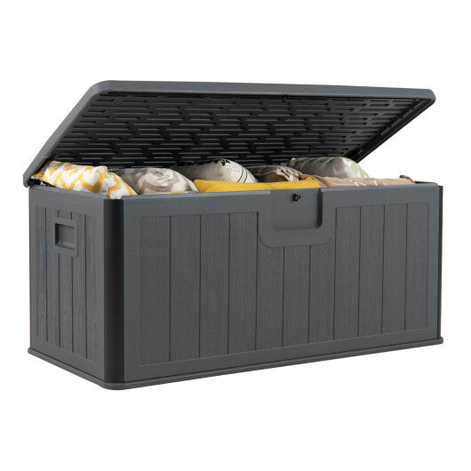 100 Gallon Large Deck Box with Lockable Lid for Patio-Black and Brown LuxuryLifeWay Online Store