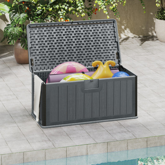 100 Gallon Large Deck Box with Lockable Lid for Patio-Black and Brown LuxuryLifeWay Online Store