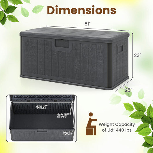 100 Gallon Large Deck Box with Lockable Lid for Patio-Black and Brown LuxuryLifeWay Online Store