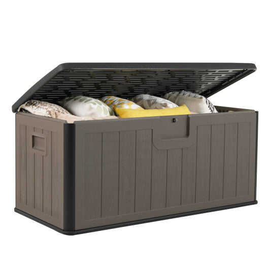 100 Gallon Large Deck Box with Lockable Lid for Patio-Black and Brown LuxuryLifeWay Online Store