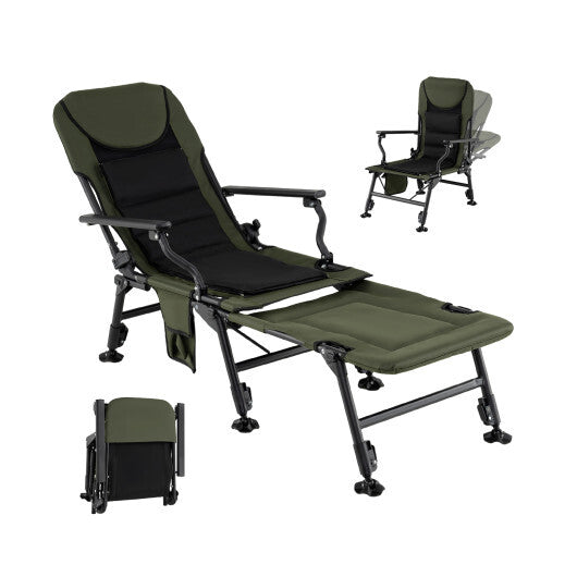 Oversized Foldable Fishing Chair with Detachable Footrest-Green
