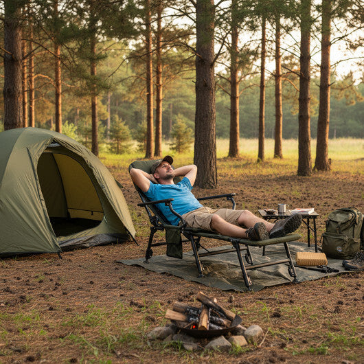 Oversized Foldable Fishing Chair with Detachable Footrest-Green
