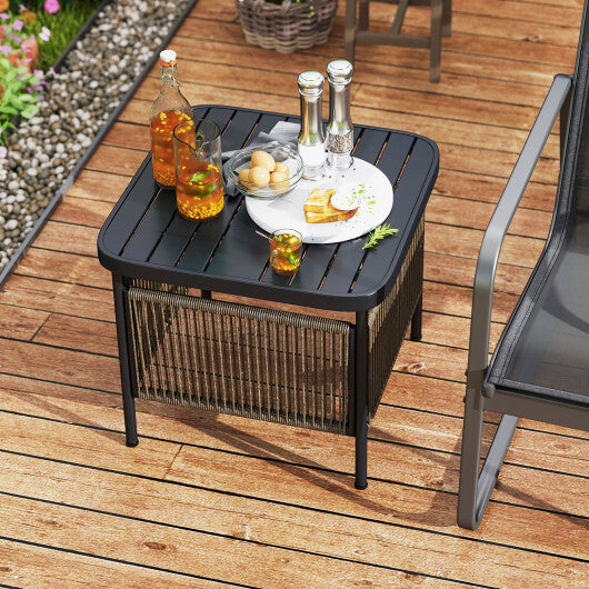 Outdoor Side Table with Umbrella Hole and Storage Shelf LuxuryLifeWay Online Store