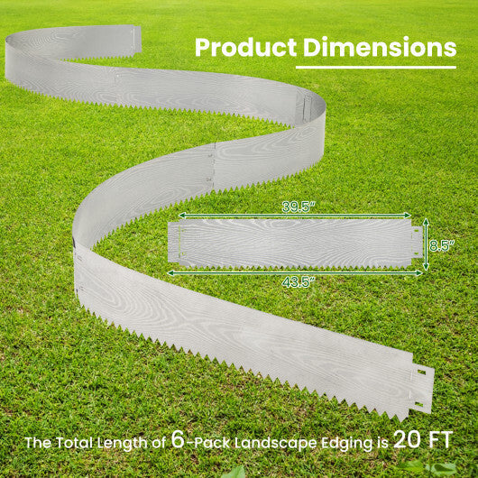 6-Pack 20 FT Galvanized Metal Landscape Edging for Lawn LuxuryLifeWay Online Store
