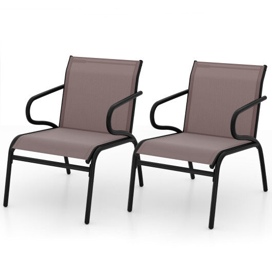 Modern Patio Chairs Set of 2 with Breathable Fabric for Porch-Coffee LuxuryLifeWay Online Store