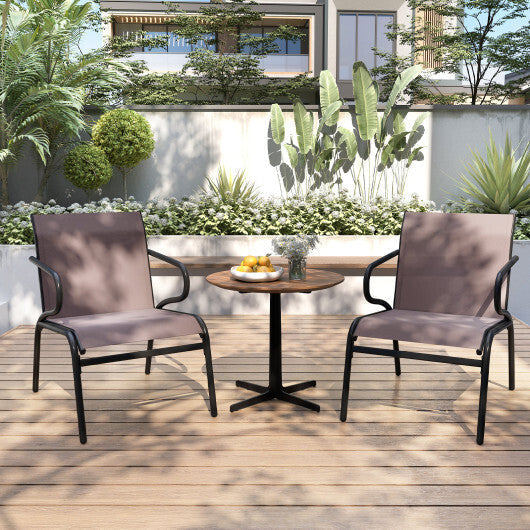 Modern Patio Chairs Set of 2 with Breathable Fabric for Porch-Coffee LuxuryLifeWay Online Store