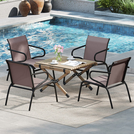Modern Patio Chairs Set of 2 with Breathable Fabric for Porch-Coffee LuxuryLifeWay Online Store