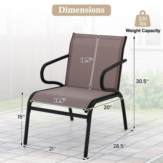 Modern Patio Chairs Set of 2 with Breathable Fabric for Porch-Coffee LuxuryLifeWay Online Store