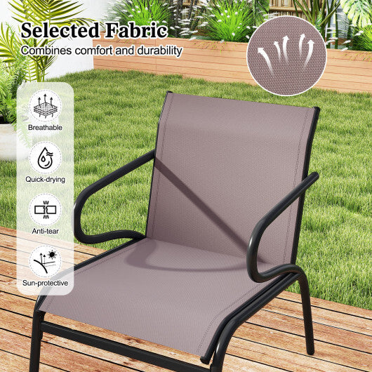 Modern Patio Chairs Set of 2 with Breathable Fabric for Porch-Coffee LuxuryLifeWay Online Store