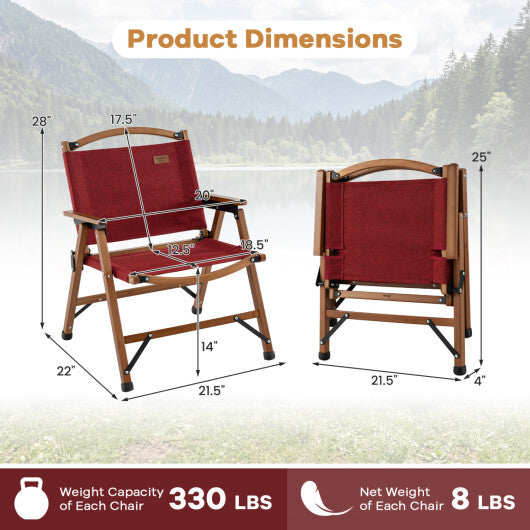 Portable and Lightweight Folding Camping Chair for Patio Picnic Leisure Fishing Travel Beach-Red LuxuryLifeWay Online Store