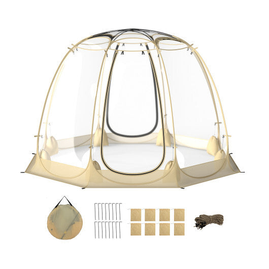 Pop Up Bubble Tent 630? Transparent PVC Igloo 8.5 x 8.5 FT Instant Setup Screen House for 5-6 People-Beige LuxuryLifeWay Online Store