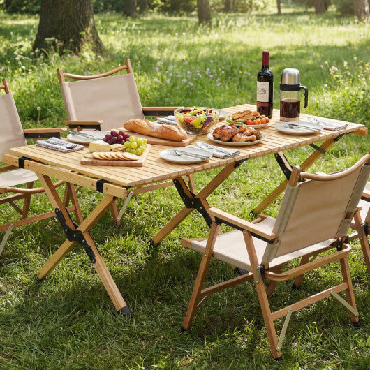 48 Inch Folding Camping Table with Carry Bag for Backyard-Natural LuxuryLifeWay Online Store