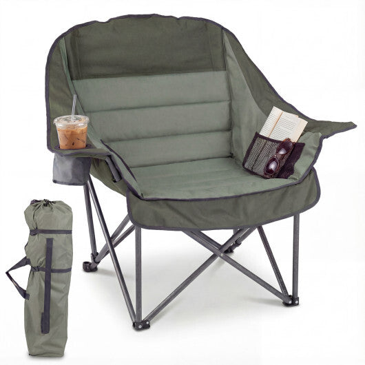 Folding Oversized Camping Chair with Side Pockets and Cup Holder-Blue LuxuryLifeWay Online Store