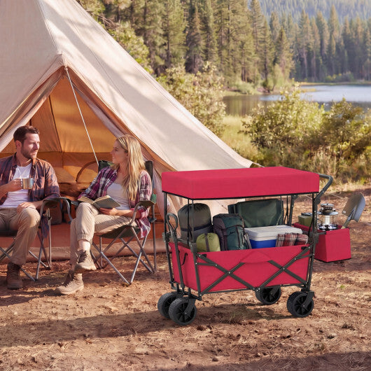 Collapsible Wagon with Removable Canopy and Detachable Storage Bag-Black LuxuryLifeWay Online Store