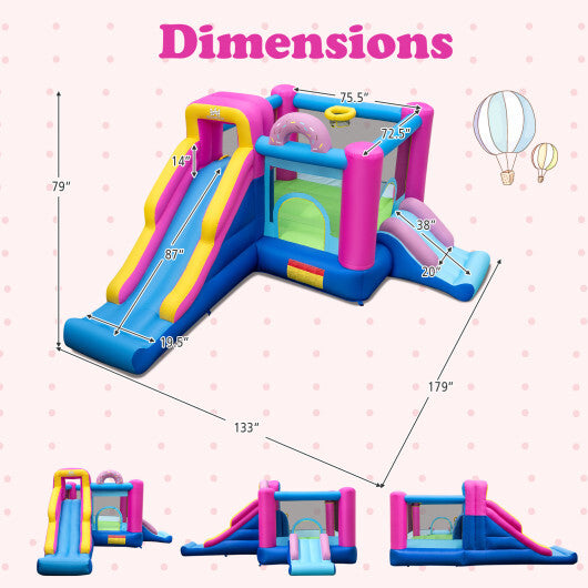Inflatable Bounce House with Slides and Basketball Hoop (without Blower) LuxuryLifeWay Online Store