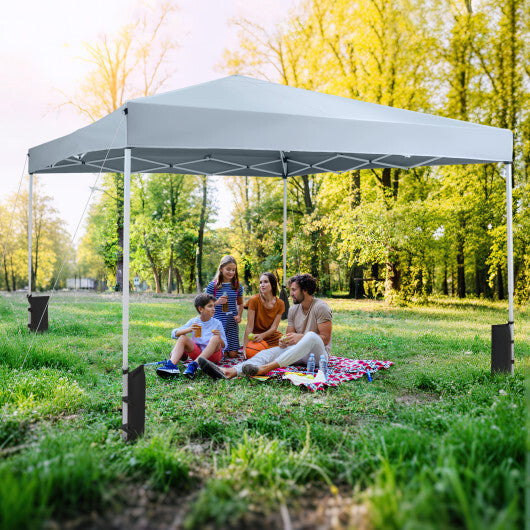 10 x 10 Feet Pop up Canopy Tent with Carrying Bag and 4 Sandbags-White LuxuryLifeWay Online Store