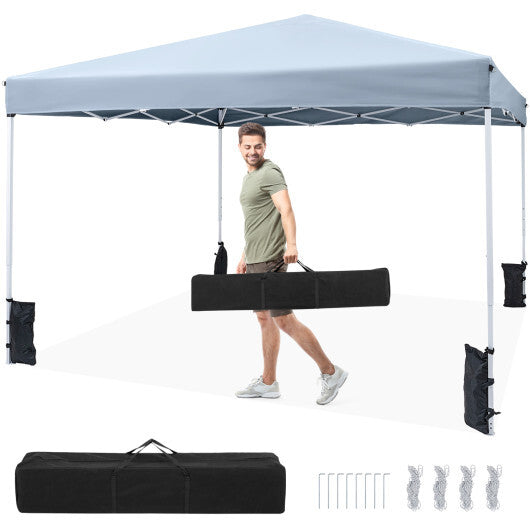 10 x 10 Feet Pop up Canopy Tent with Carrying Bag and 4 Sandbags-White LuxuryLifeWay Online Store