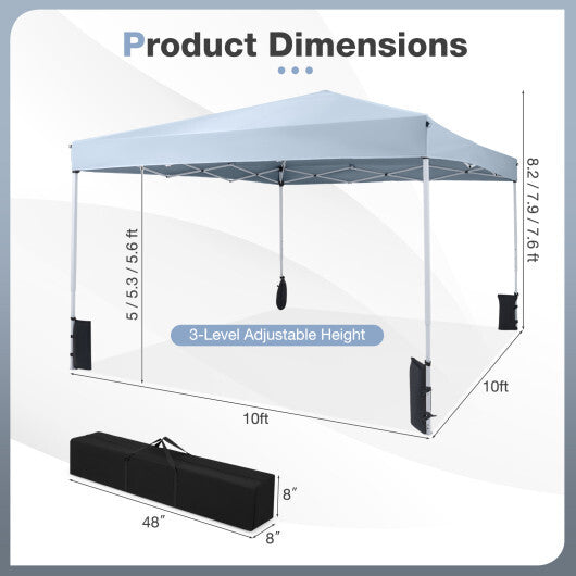 10 x 10 Feet Pop up Canopy Tent with Carrying Bag and 4 Sandbags-White LuxuryLifeWay Online Store