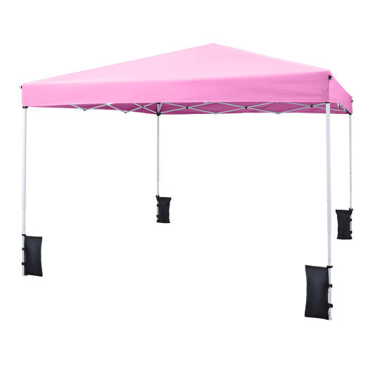10 x 10 Feet Pop up Canopy Tent with Carrying Bag and 4 Sandbags-White LuxuryLifeWay Online Store