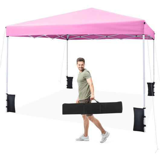 10 x 10 Feet Pop up Canopy Tent with Carrying Bag and 4 Sandbags-White LuxuryLifeWay Online Store