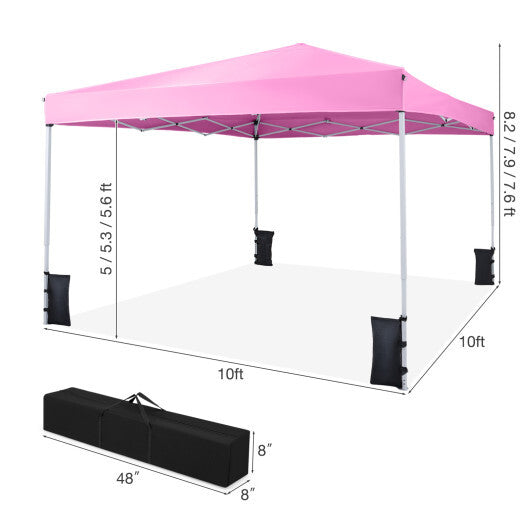 10 x 10 Feet Pop up Canopy Tent with Carrying Bag and 4 Sandbags-White LuxuryLifeWay Online Store