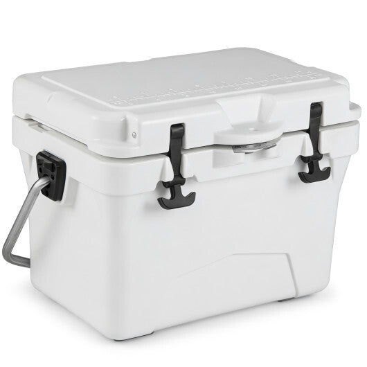 20 Quart Portable Hard Cooler with Built-in Ruler and Bottle-White LuxuryLifeWay Online Store