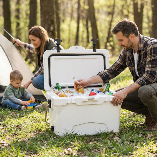 20 Quart Portable Hard Cooler with Built-in Ruler and Bottle-White LuxuryLifeWay Online Store