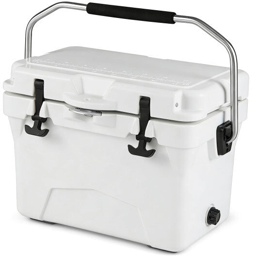 20 Quart Portable Hard Cooler with Built-in Ruler and Bottle-White LuxuryLifeWay Online Store