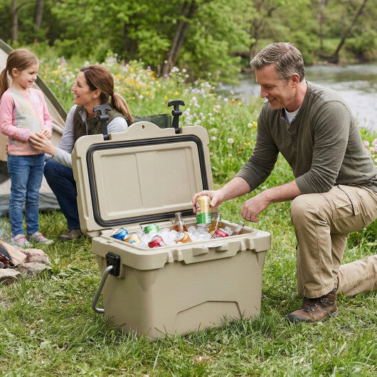 20 Quart Portable Hard Cooler with Built-in Ruler and Bottle-White LuxuryLifeWay Online Store