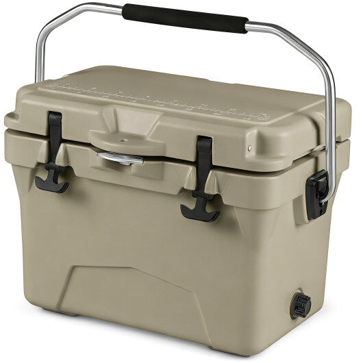 20 Quart Portable Hard Cooler with Built-in Ruler and Bottle-White LuxuryLifeWay Online Store