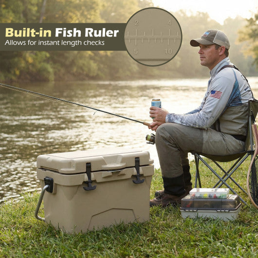 20 Quart Portable Hard Cooler with Built-in Ruler and Bottle-White LuxuryLifeWay Online Store