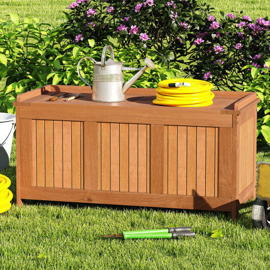 52 Gallon 3-in-1 Patio Wood Deck Box with Flip Top for Cushions LuxuryLifeWay Online Store